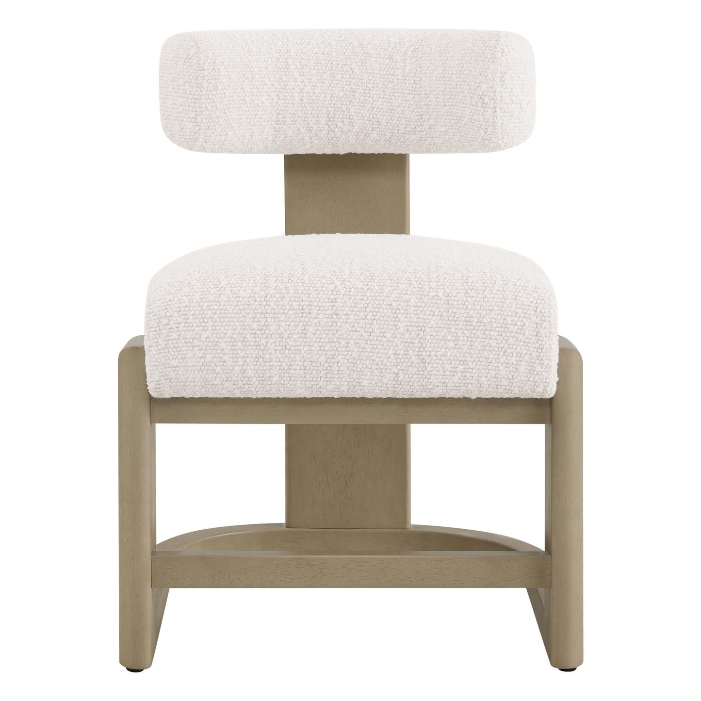 CHITA Upholstered Dining Chairs Set of 2, FSC Certified Mid Century Modern Kitchen & Dining Room Chairs, Fabric in Pearl (White), Solid Wood Frame in Gray Finish