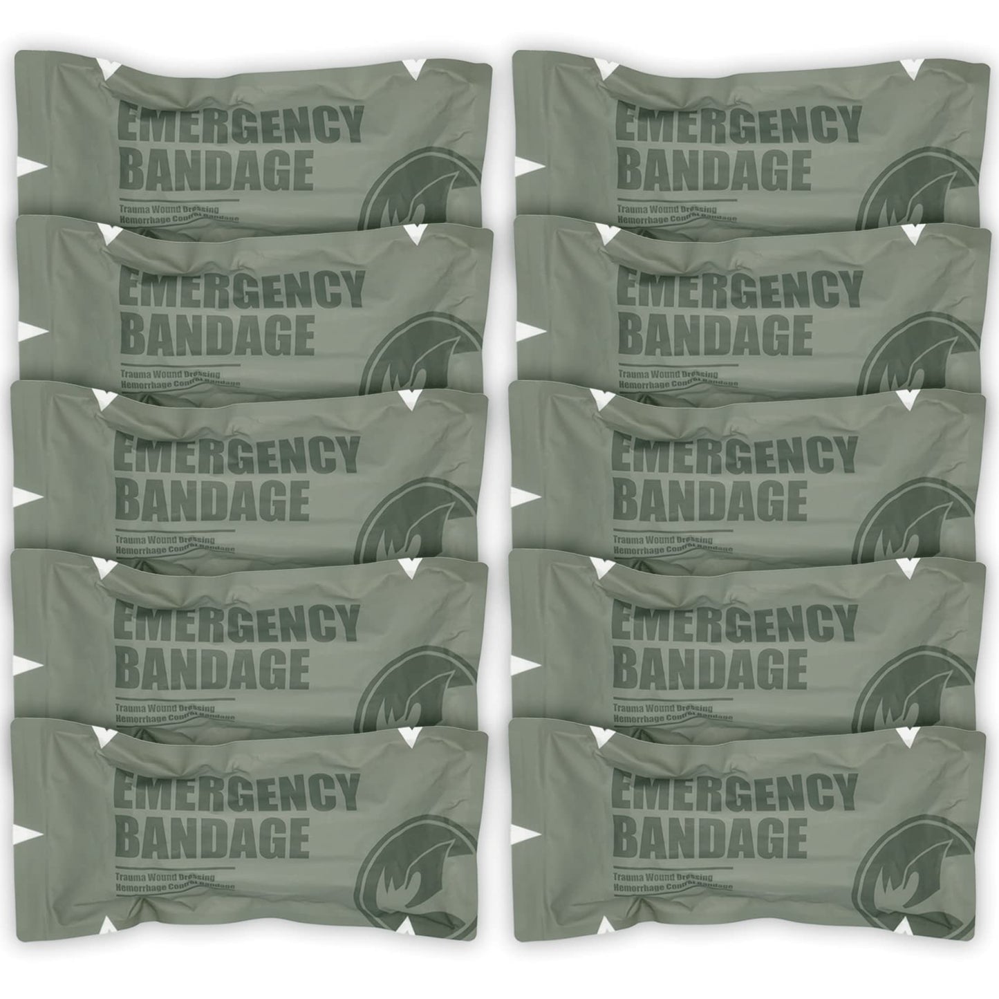 RHINO RESCUE 6" Emergency Compression Bandage Strile Trauma Wound Dressing Israeli First Aid Kit IFAK, FSA HSA Eligible, 6 Inch, 10 Count