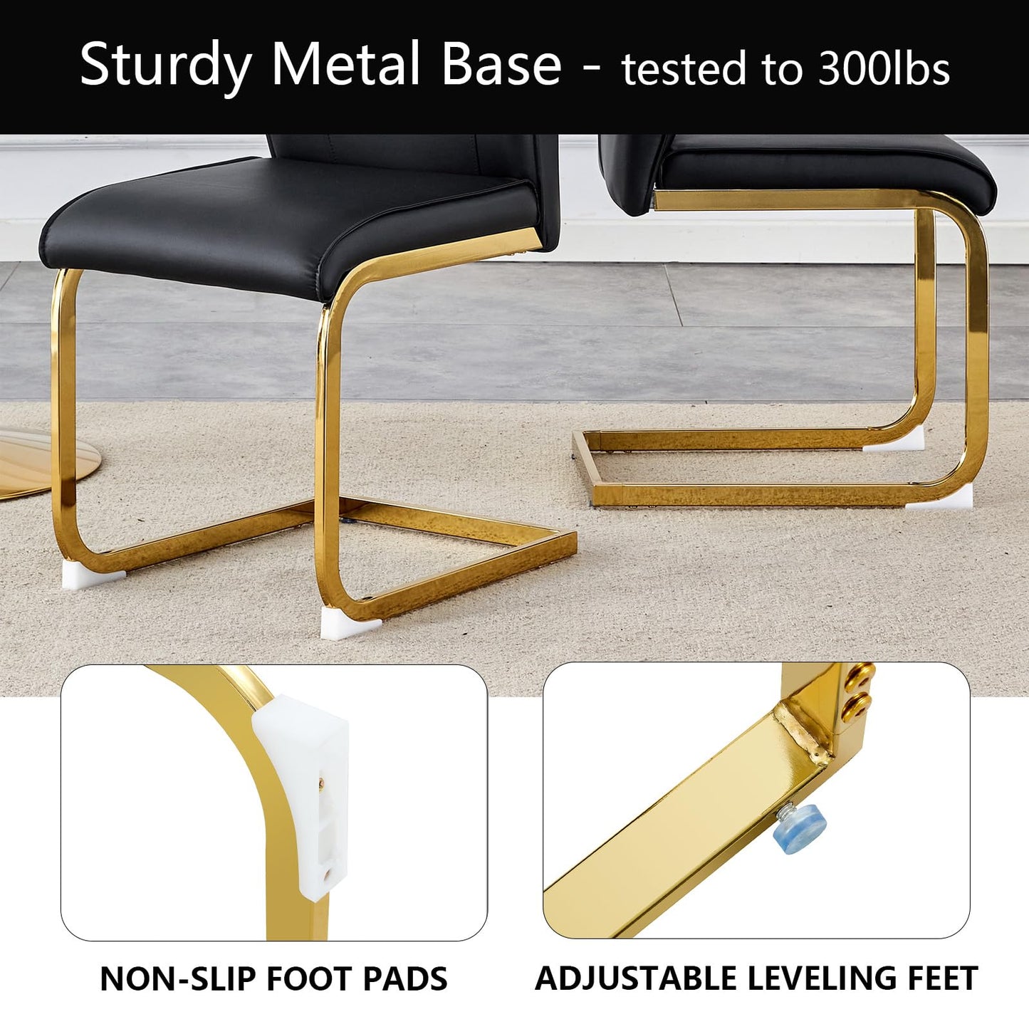 cinkehome Set of 6 Modern Dining Chairs, High Back PU Faux Leather Upholstered Armless Chair with Metal Legs for Kitchen Dining Room Living Room