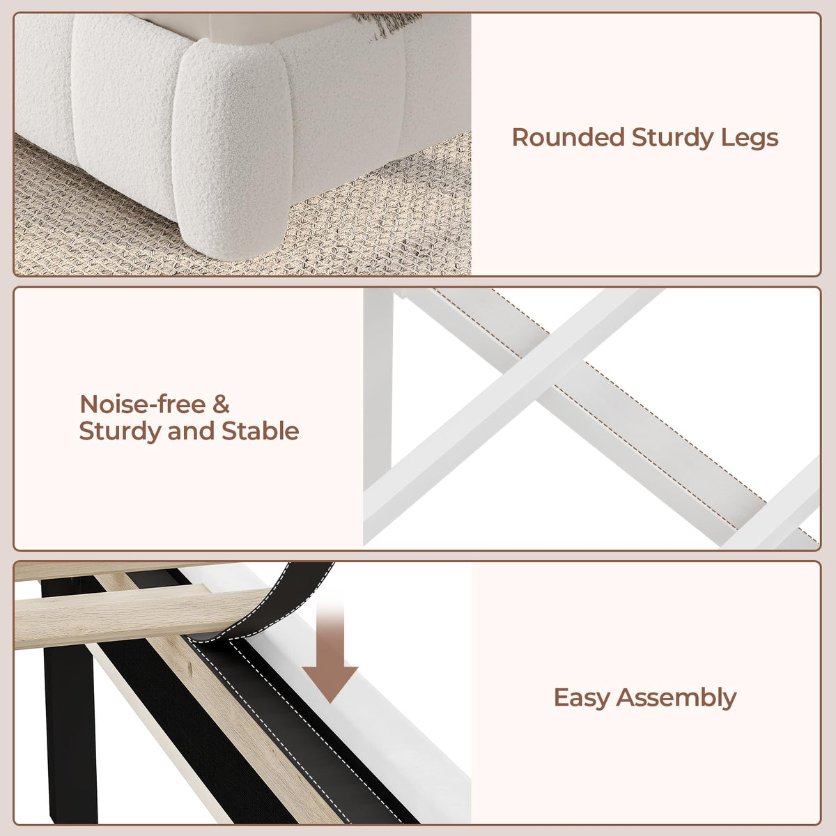 BTHFST Queen Blouce Bed Frame with Storage Drawers and Headboard, Cloud Upholstered Platform Bed Frame, Adjustable Headboard, Soft Rounded Corners, No Box Spring Needed, Easy Assembly, White