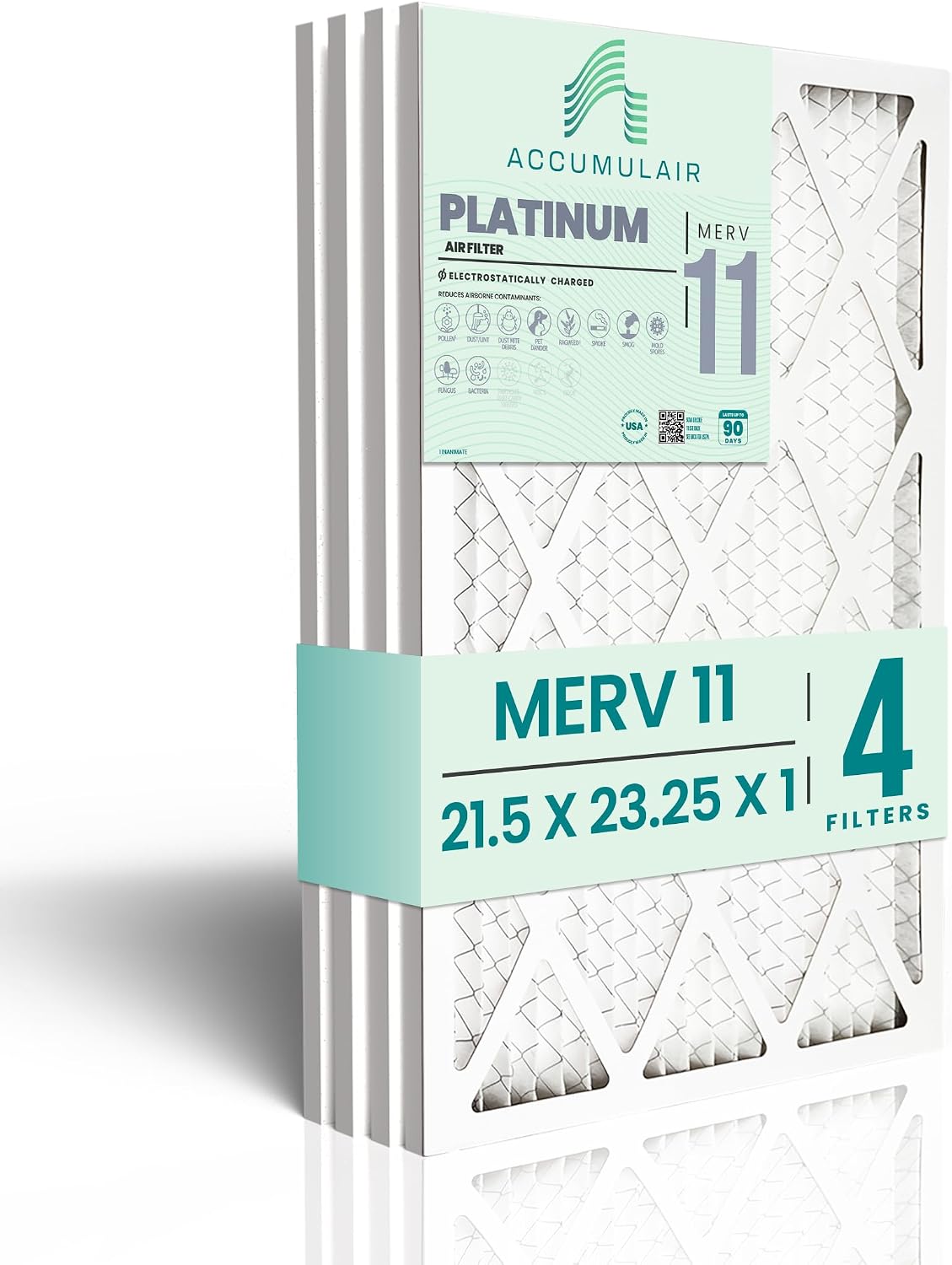 Accumulair Platinum 24x36x1 MERV 11 HVAC Air Filter (4-Pack) | Replacement Air Filter for AC and Furnace | Made in USA | Actual Size 23.5 x 35.5 x 0.75