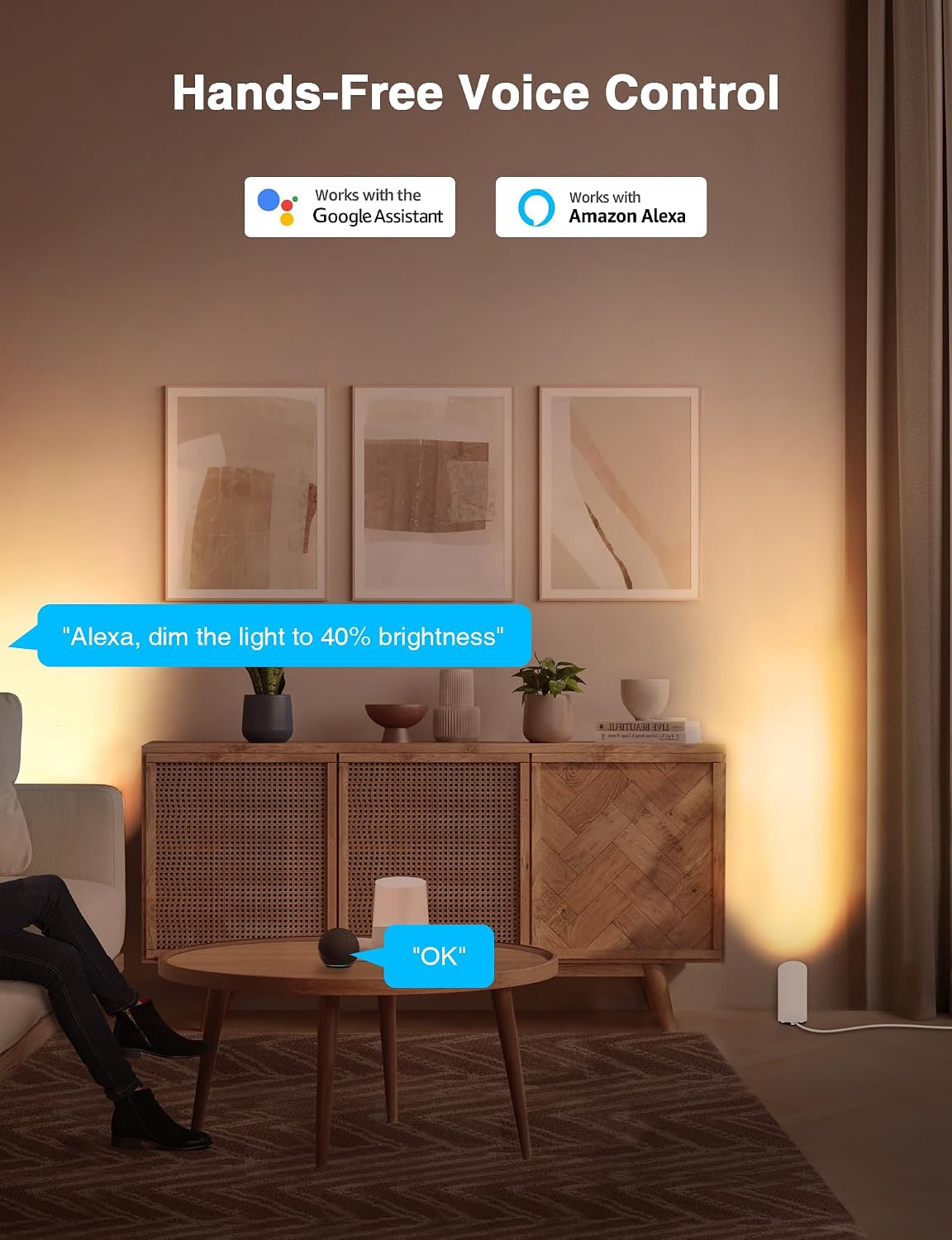 SUNVIE 5W Smart Floor Can Light Up Lights Indoor, APP Control, RGBCW, 2PCS