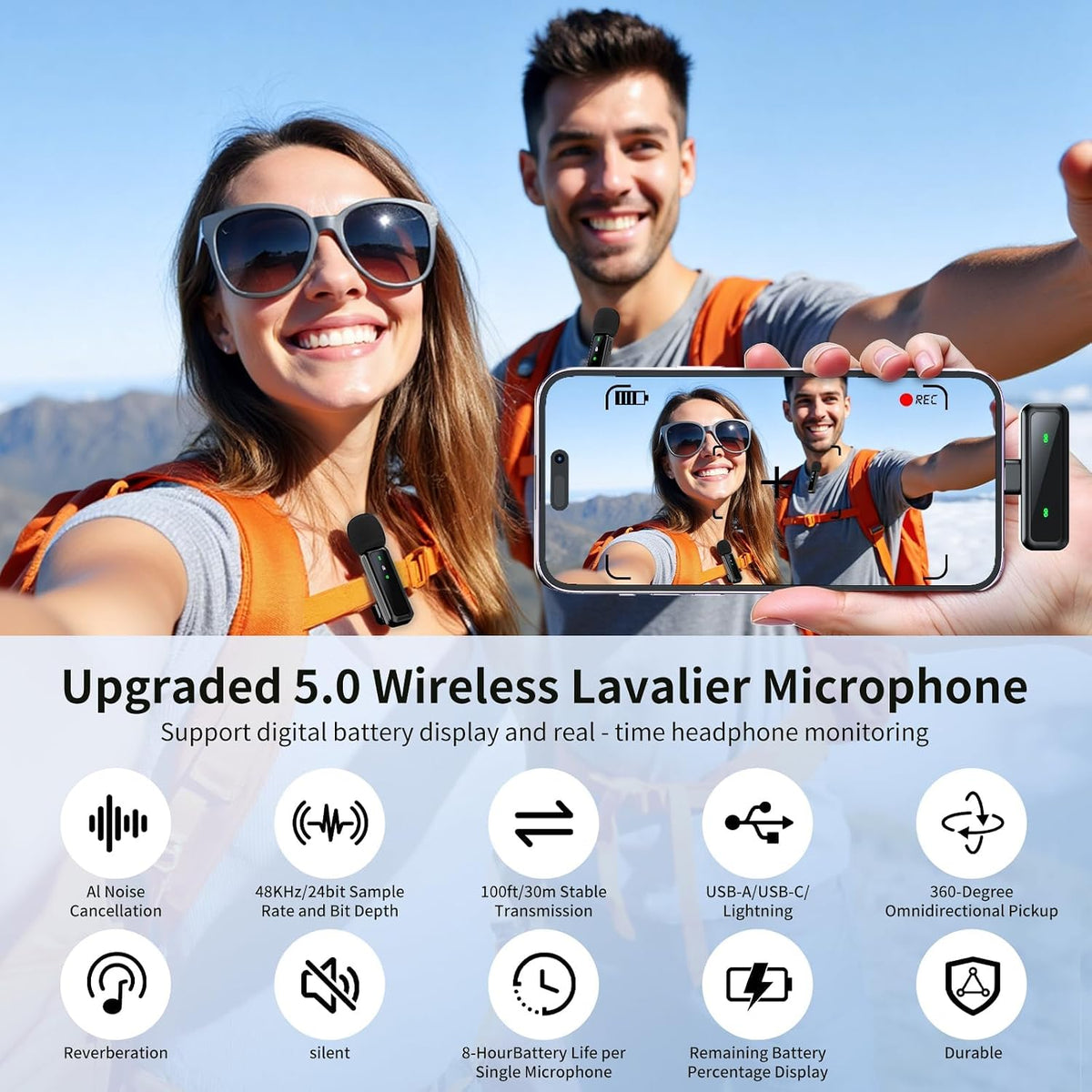 Microphone for iPhone & Android, Wireless Mini Microphone