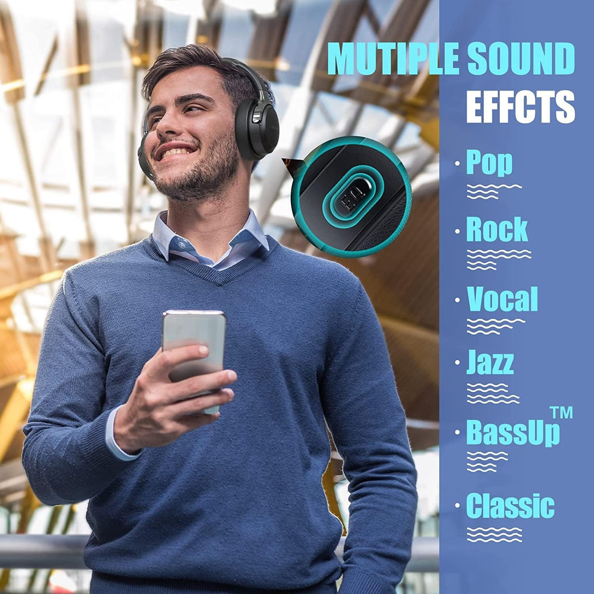 BERIBES Bluetooth Headphones Over Ear Wireless HiFi Stereo Headsets 65H 6EQ