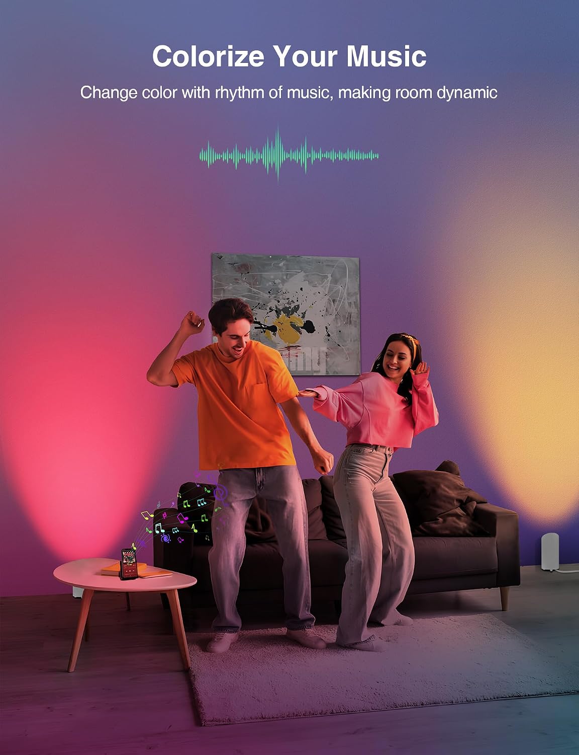 SUNVIE 5W Smart Floor Can Light Up Lights Indoor, APP Control, RGBCW, 2PCS