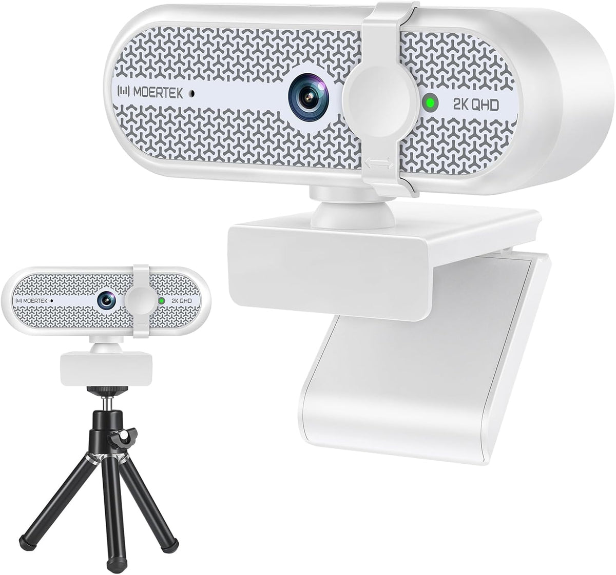 2K Webcam for PC, Webcam with Microphone and Tripod, Auto Light Correction, USB Camera Plug and Play, 90° Wide FOV, Privacy Cover, Works with Skype, Zoom, Meet, Teams, PC, Laptop, Mac, Tablet