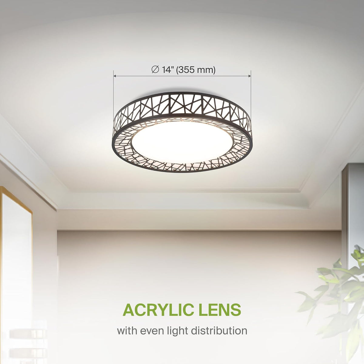 ASD 14 Inch LED Flush Mount Ceiling Light Fixture for Bedroom, 24W 1534LM 5CCT 2700K-5000K, Triac Dimmable Lights, Dining, Living Room, Kitchen Lamps, Modern Home Lighting Fixtures, Black, ETL, 4 Pack