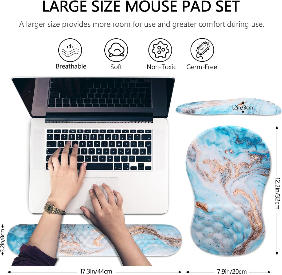 Ergonomic Mouse Pad with Wrist Support and Keyboard Wrist Rest Set