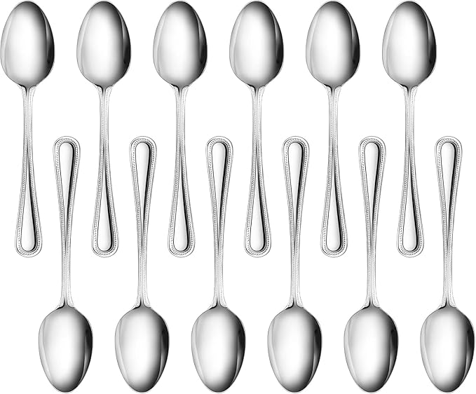 New Star Foodservice 58543 Bead Pattern, 8/0 Teaspoon, 6.3-Inch Set of 12