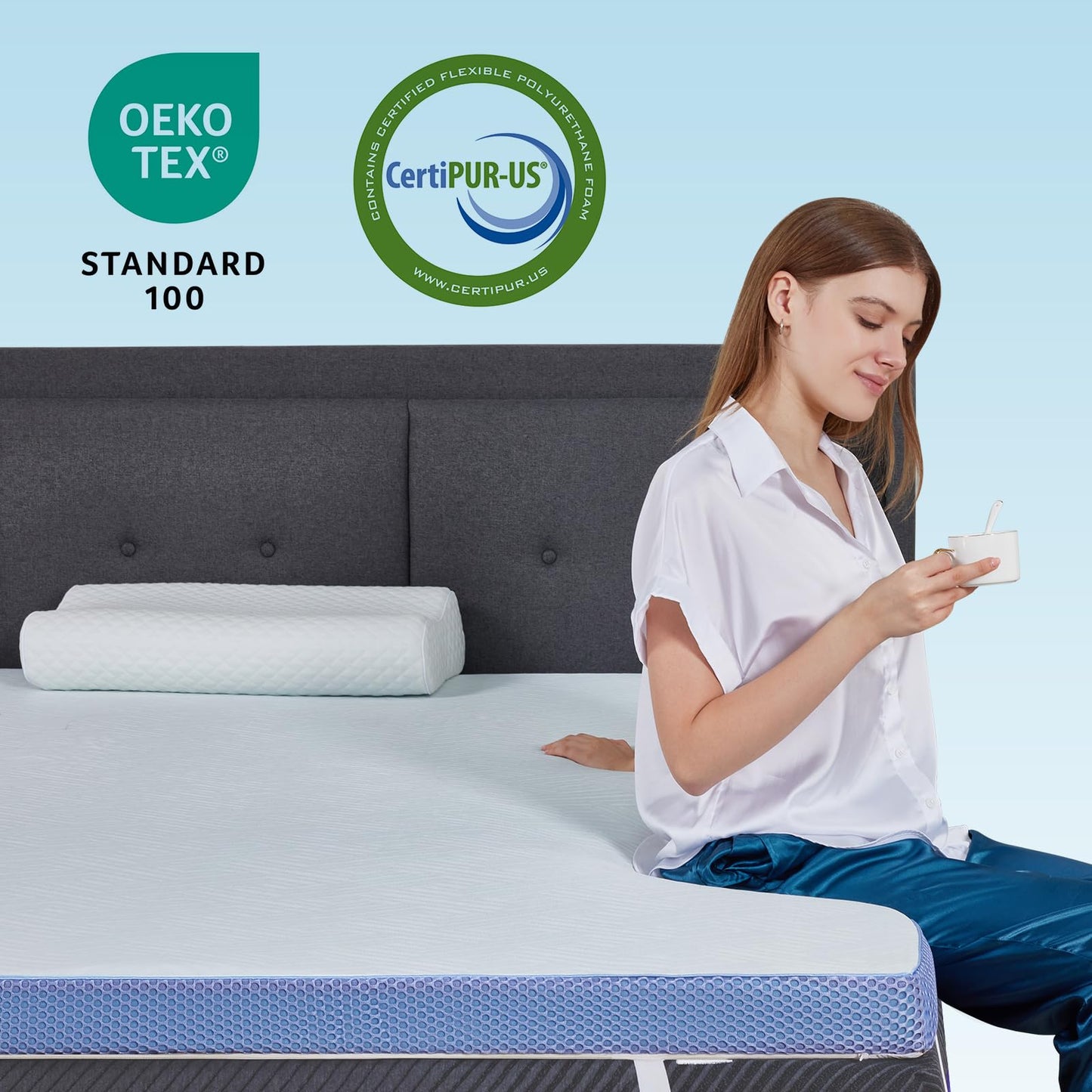 BedsPick Queen Mattress Topper Memory Foam, 3 Inch Queen Size Mattress Toppers, Cooling Mattress Bed Topper, Washable Cover, Elastic Band, Breathable Mattress Topper for Back Pain Relief, CertiPUR-US