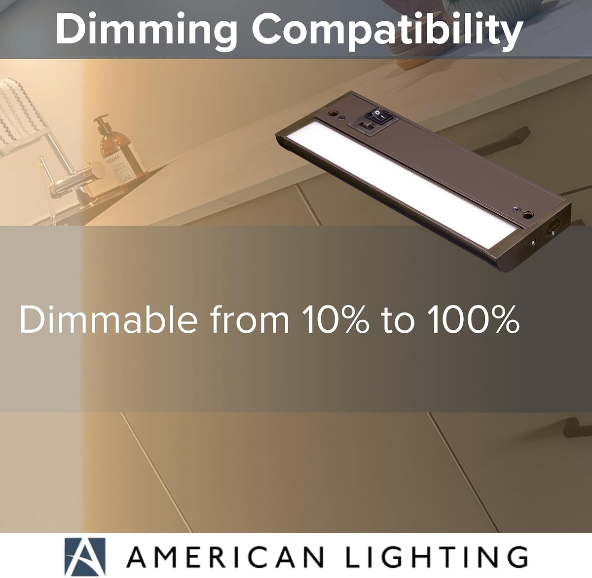 American Lighting LED Undercabinet Light 10 Inch 5CCT Swivel 90+ CRI 385 Lumens Dimmable TRIAC Slim Low Profile Dark Bronze – Energy Star Title 24 Dry Location – 5LCS-10-5CCT-DB (6 Pack)
