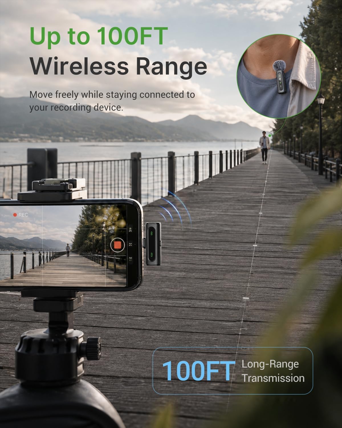 USB C Lavalier Microphone Wireless Mini Mic for Type-C Android Phone/Tablet/PC Video Recording Clip-on Mics with Rotatable Clip&Denoise Recording, Ideal for Vlog Tiktok Youtube Podcast Content Creator