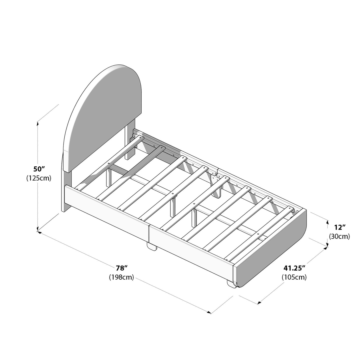 Max & Lily Upholstered Twin Bed Frame with Arch Headboard, Upholstered Platform Bed for Kids, No Box Spring Needed, Easy Assembly, Cream