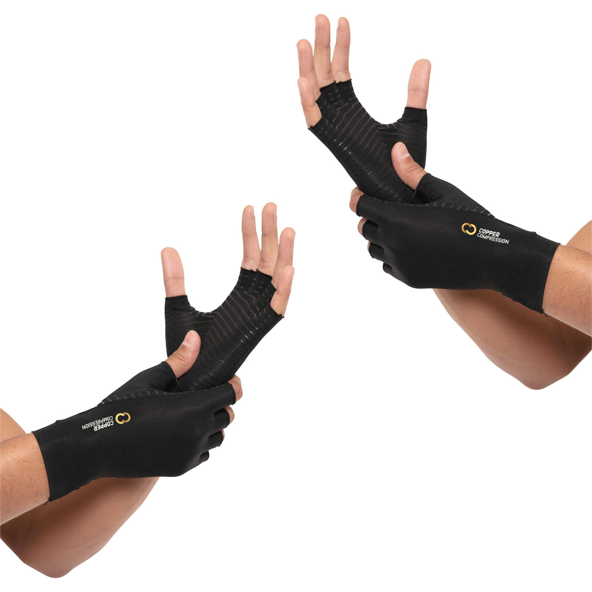 Copper Compression Arthritis Gloves | Fingerless Arthritis Carpal Tunnel Pain Relief Gloves For Men & Women | Hand Support Wrist Brace For Rheumatoid, Tendonitis, Swelling, Crocheting 2 Pairs Black XL