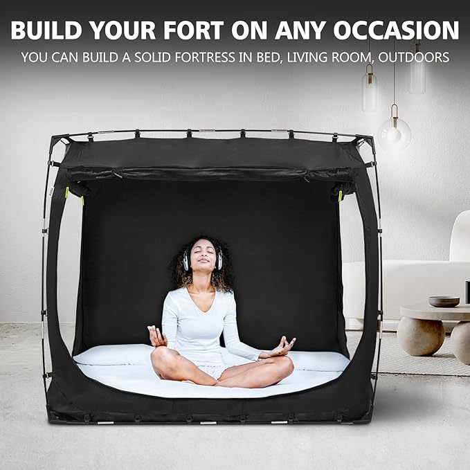 Bed Tent Bed Canopy Queen Size Tents for Adult and Kids- Original Design Portable Dream Tent Indoor Sleeping 80% Blackout with 3 Doors Breathable Big Space Tents