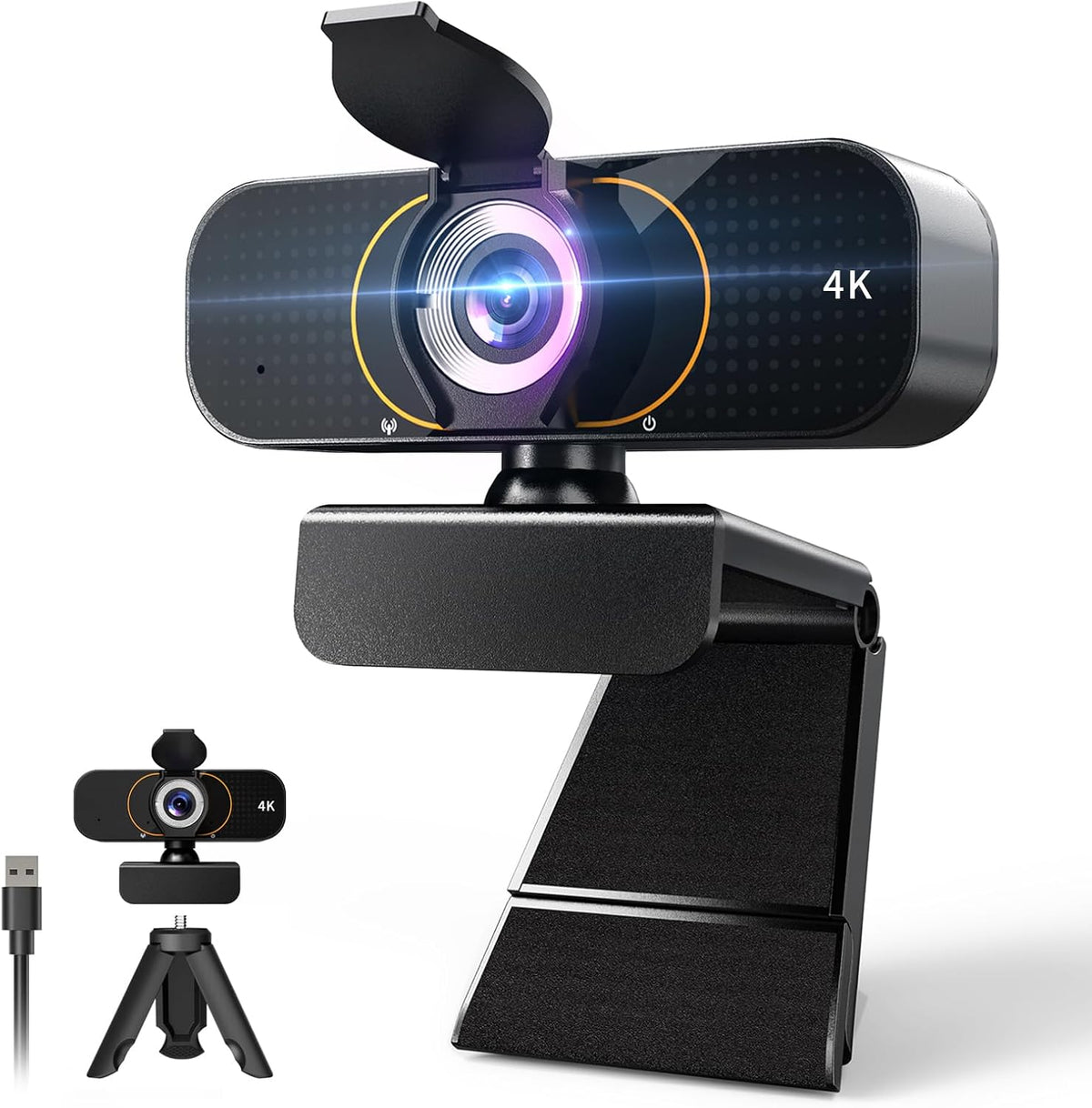 Webcam for pc, Camera for Computer/Laptop/Light Correction/Microphone, Web cam for Streaming/Gaming/Online Classes/Conferences/Video Callings,Updated HD 4K Webcam