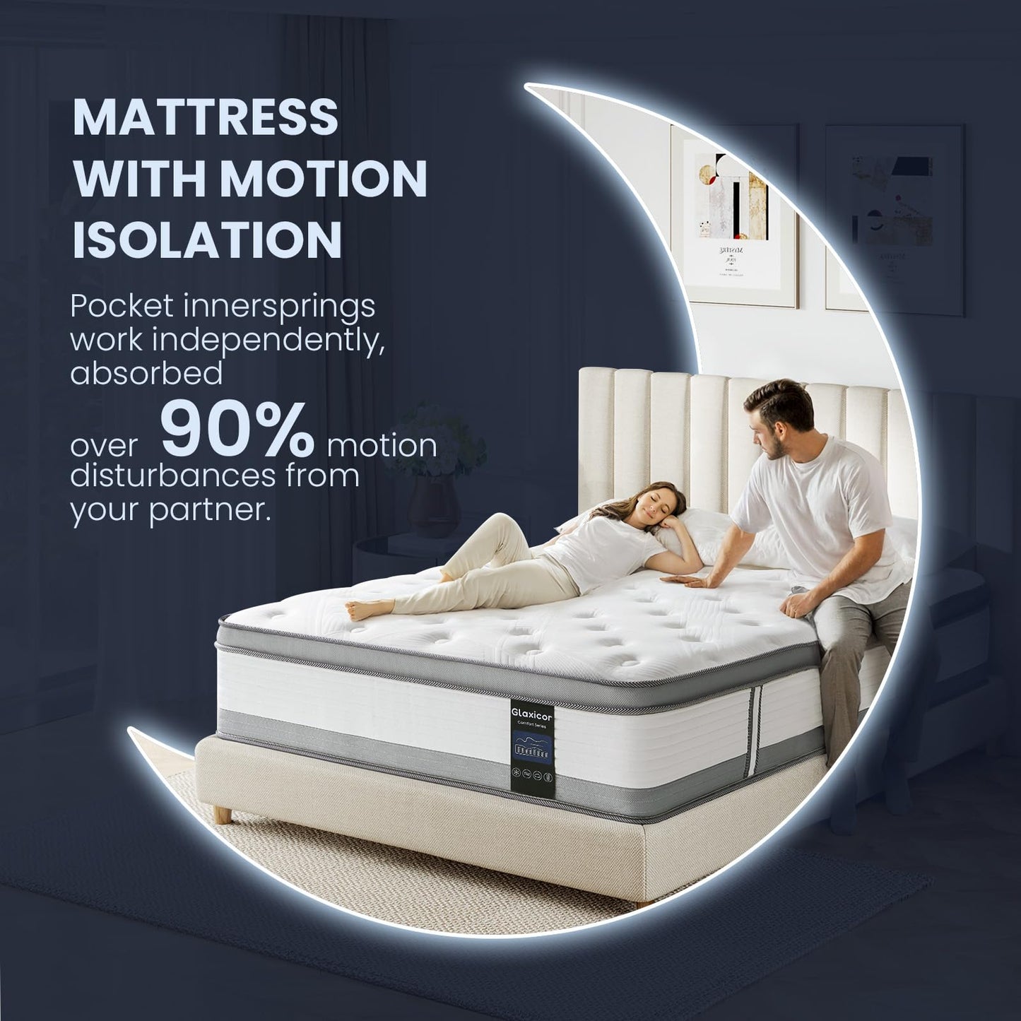 Mattress Queen Size 14 inch Hybrid Mattresses Queen Size Bed Mattress in a Box Double Mattresses with Memory Foam Individual Pocket Springs for Extra Lumbar & Hip Support Comfort Sleep CertiPUR-US