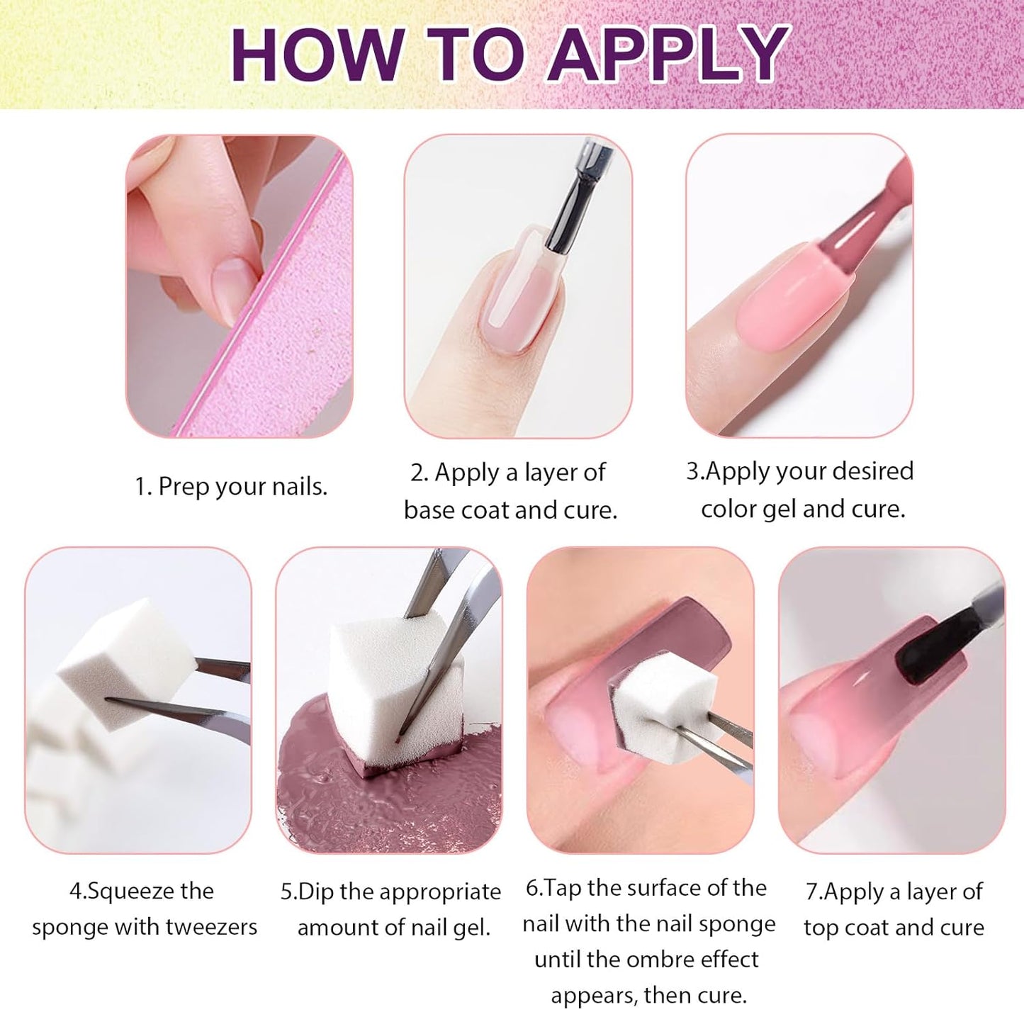Gradient Painting Gel,12 Ombre Gel Nail Polish Kit with 100Pcs Nail Sponges & Tweezers Bright Color for Pigment Pat Nails French Manicure, Long-lasting Palette Mojito Sunrise Canvas