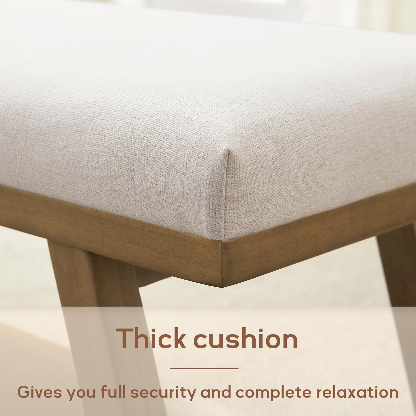 Zihanhome 45" Entryway Bench Upholstered Storage Bench for Bedroom Shoe Rack Bench for Living Room, Hallway, Mudroom, Balcony, Sturdy Indoor Bench Seat Holds Up to 300 lbs (Beige)