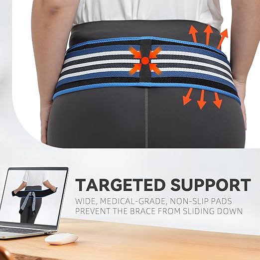 Sacroiliac SI Joint Hip Belt for Women Men-Alleviate Sciatica|Pelvic|Back|Lower Back Support, Pelvic Support Belt, Adjustable Lumbar Pain Relief, Trochanter Belt Blue, L(Hip Size 43"-56"