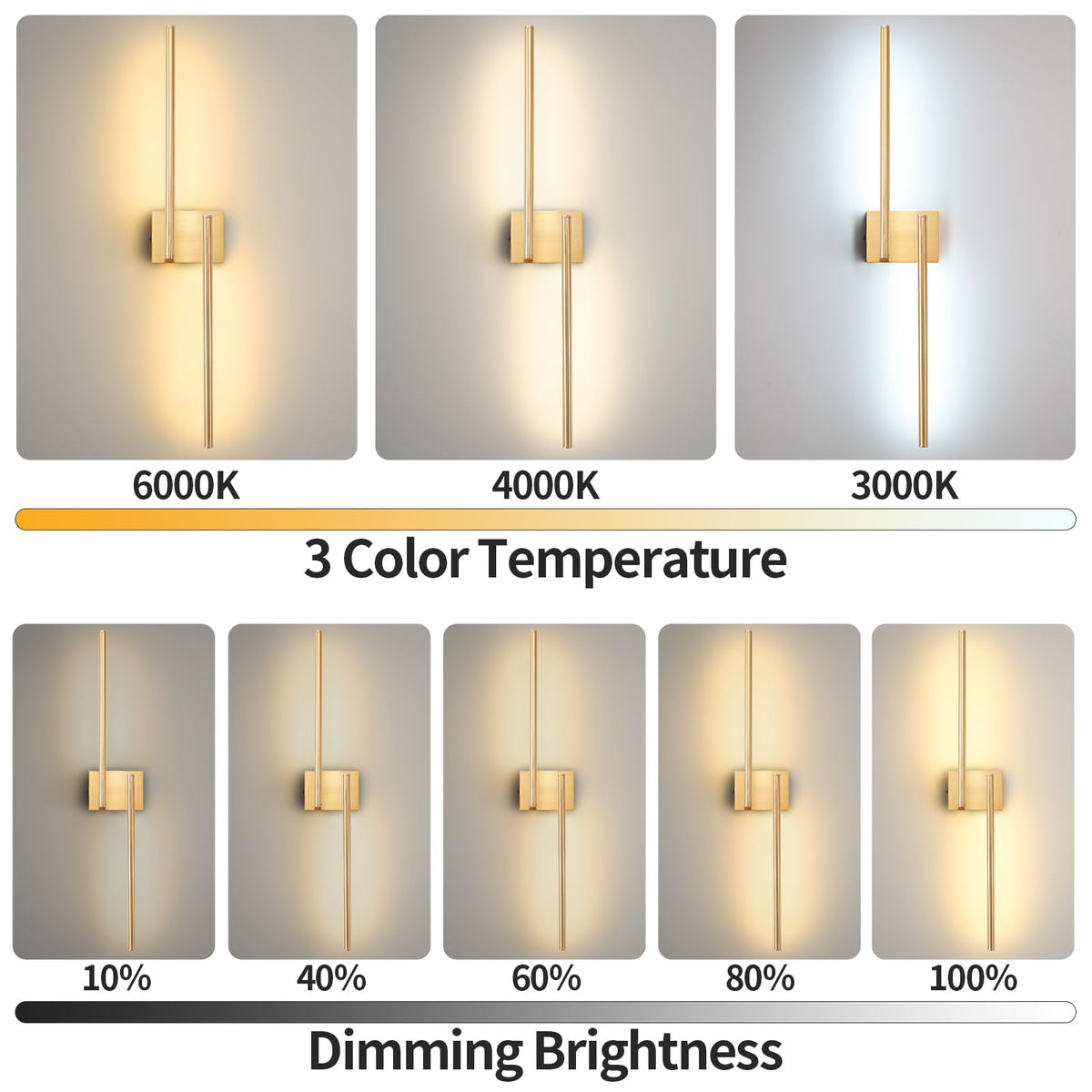 Zlierop Rotate Wall Sconces Battery Operated, 8000mAh Charge Battery Wall Sconces Set of Two, Wireless Wall Sconce with Memory Remote, Dimmable Wall Lights, Gold sconces Wall Decor Set of 2