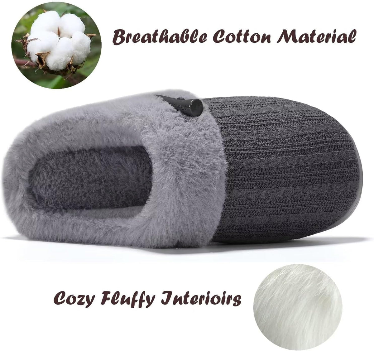 NineCiFun Women's Slip on Fuzzy Slippers Memory Foam House Slippers Outdoor Indoor Warm Plush Bedroom Shoes Scuff with Faux Fur Lining