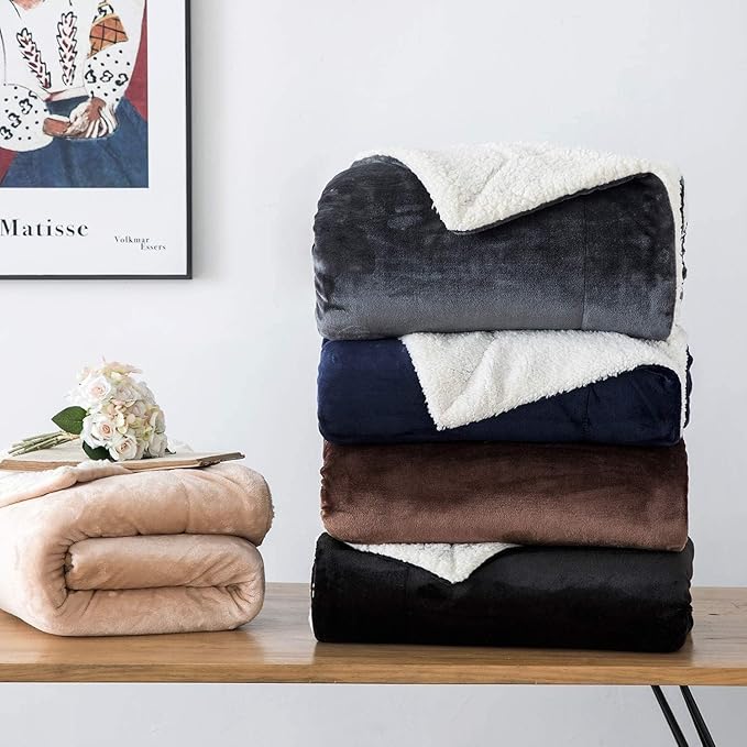 IR Imperial Rooms Silver Sherpa Fleece Throw Blanket for Bed - Wholesale Bulk Pack of 16 Sherpa Blankets - Soft Fluffy Throw Blankets for Hotels, Guest Bedroom, 50x60 Inches
