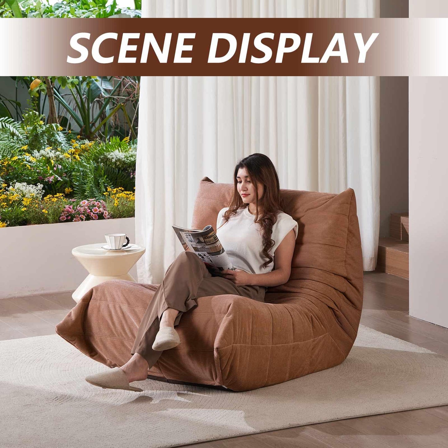 HZYPBS Modern Living Room, Adult Floor Sofa, Adult Living Room Furniture, high Resilience Memory Sponge, Comfortable Bedroom, Balcony Dormitory Floor Chair. (Orange)