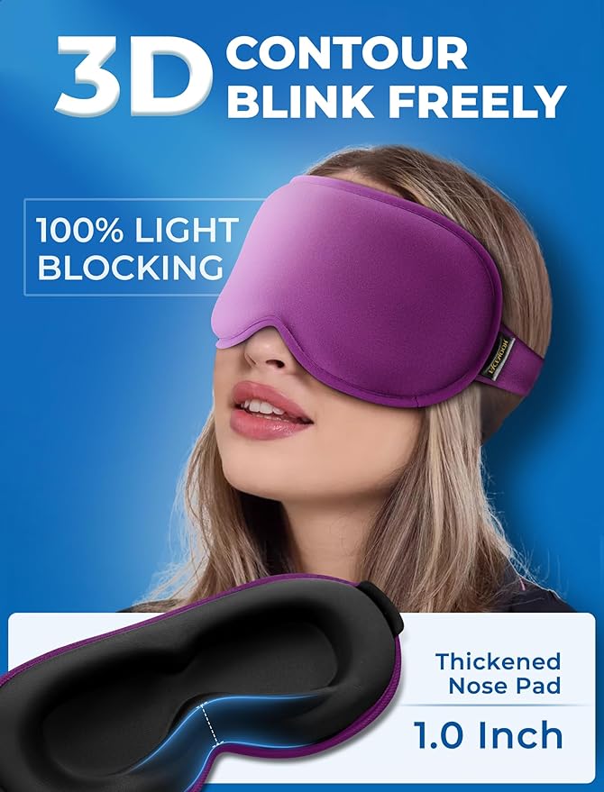 3D Gel Cooling Sleep Mask Blackout-Cold Eye Mask for Eye Compress, Cooling Weighted Eye Mask for Sleeping, Zero Eye Pressure, Ice Cold Pack, Cold Compress for Dry Eyes-Purple