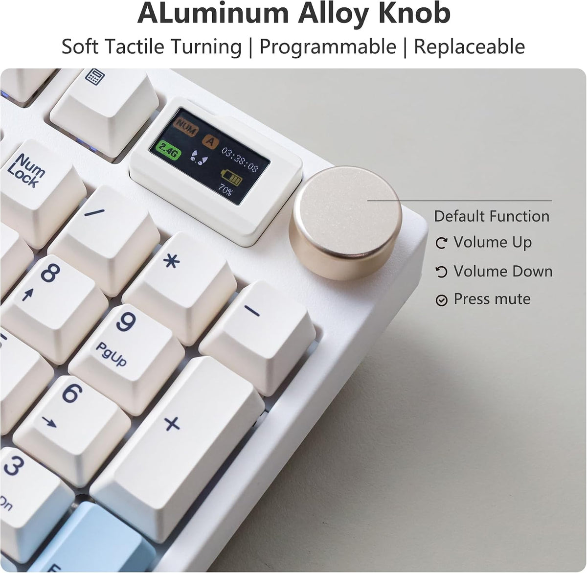 NJ98 Wireless Custom Mechanical Keyboard with Screen Knob 96% Hot Swappable RGB Keyboard Mac Windows (Dark, Steel Plate-Mix5 Linear)