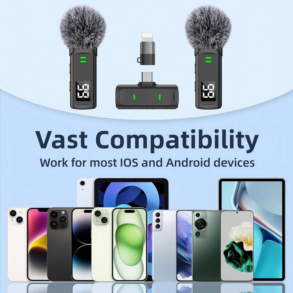 Wireless Lavalier Microphone for Android, USB C Phone Microphone