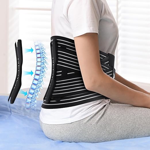 NEENCA Back Brace for Lower Back Pain Relief - Ergonomic Lumbar Support with Removable Steel Stays, Breathable Back Support Brace for Posture Correction, Sciatica, Herniated Disc, Scoliosis, Office Work, Lifting, Exercise (Black, Small)