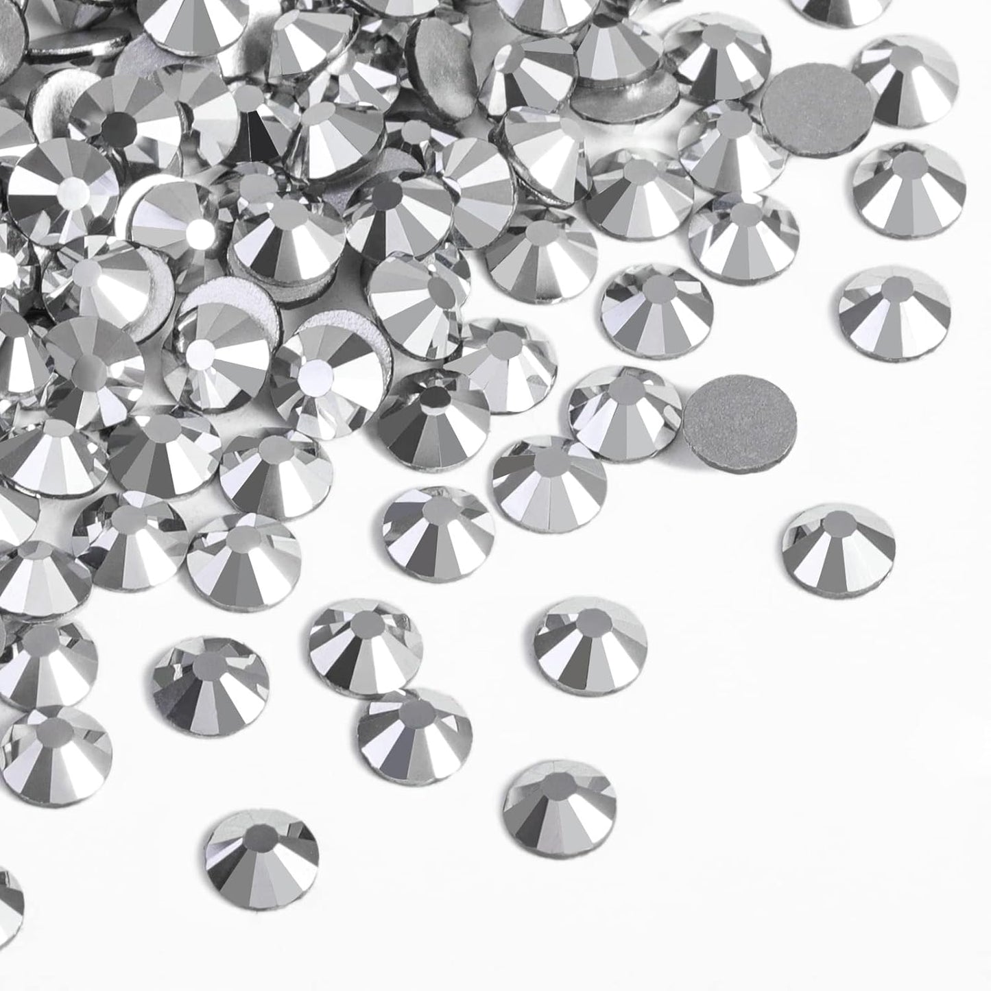 Beadsland Flat Back Crystal Rhinestones Round Gems for Nail Art and Craft Glue Fix,Silver Hematite (4.6-4.8mm) SS20/1440pcs