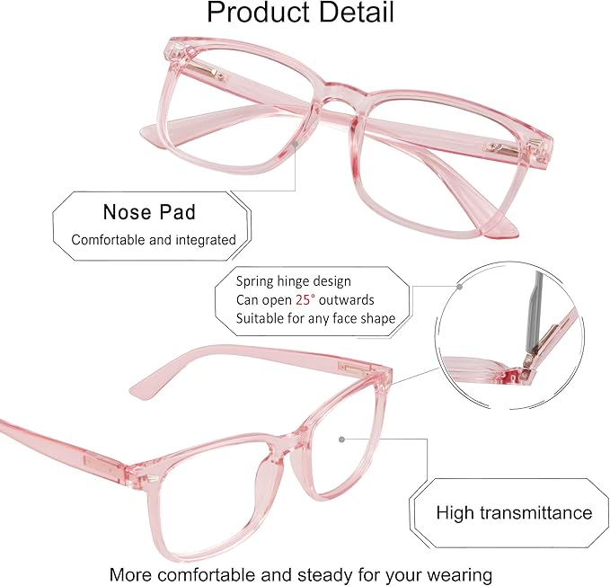 YEIN Bifocal Reading Glasses with Blue Light Blocking Lenses, Bifocal Reader for Women, Vintage Square frame with Spring Hinge (+0.00/+1.00 magnification)