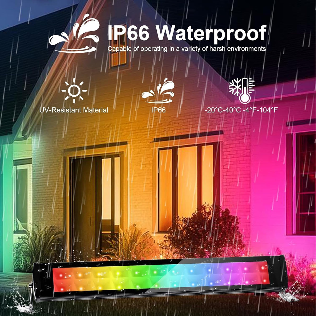 2Pack 50W RGB LED Light Bars with APP/Remote Control/16 Millions Colors