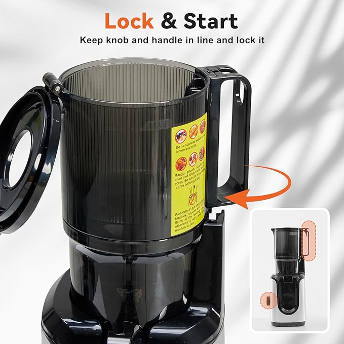 NEWBULIG Cold Press Juicer Machines, Masticating Juicer with High Juice Yield, Reverse Function, Stops Oxidation and Easy to Clean for Vegetables & Fruits, Silver