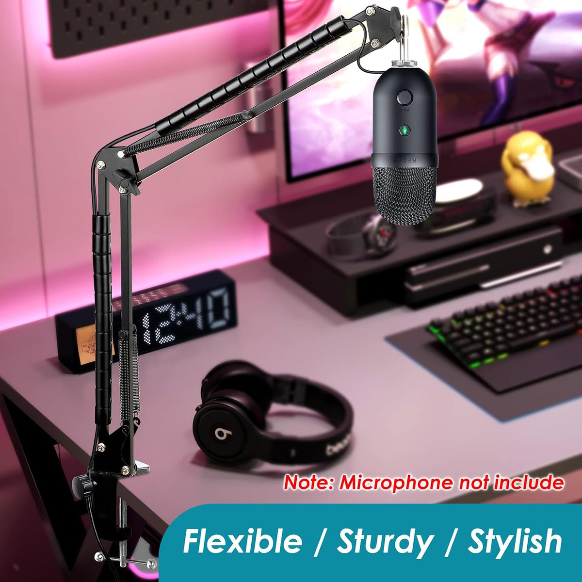 Mic Boom Arm for Razer Seiren V3 Mini Microphone - Adjustable Mic Arm Compatible with Razer Seiren V2 X, Seiren Mini and Seiren X, Mic Stand Great for Streaming, Gaming, Podcast by YOUSHARES