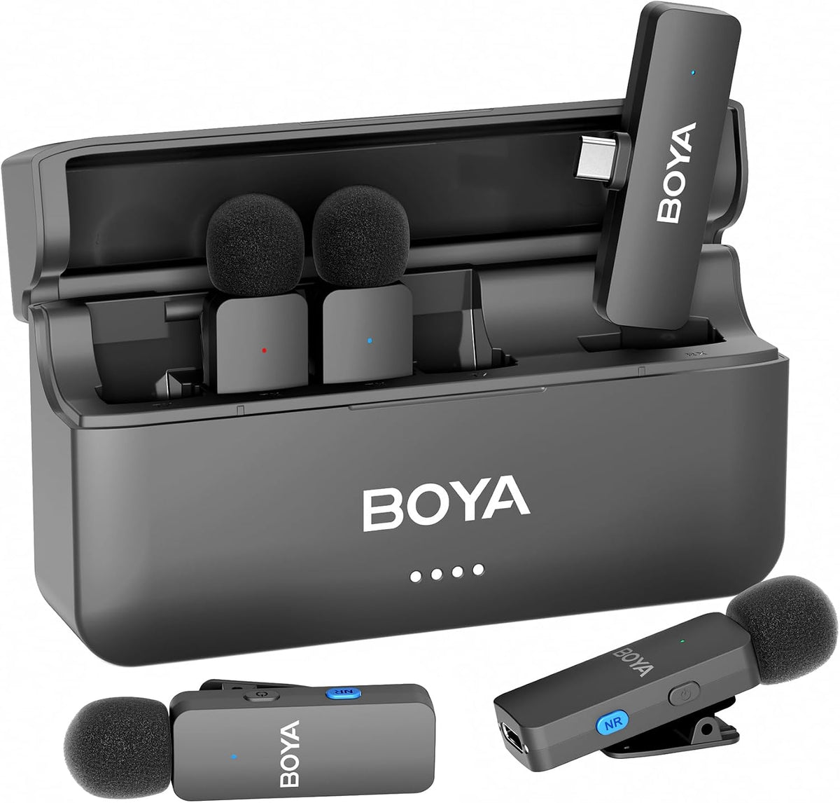 BOYA BY-V4U Wireless Lavalier Microphone for iPhone 15/16 Series, Mini Microphone 200m Range, 18h Battery Life with Noise Cancellation, Compatible for Video Recording, Podcasts, Interviews