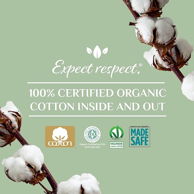 Organyc 100% Certified Organic Cotton Everyday Panty Liner - Flat, Light Flow, Light Plus, 24 Count (Pack of 6)