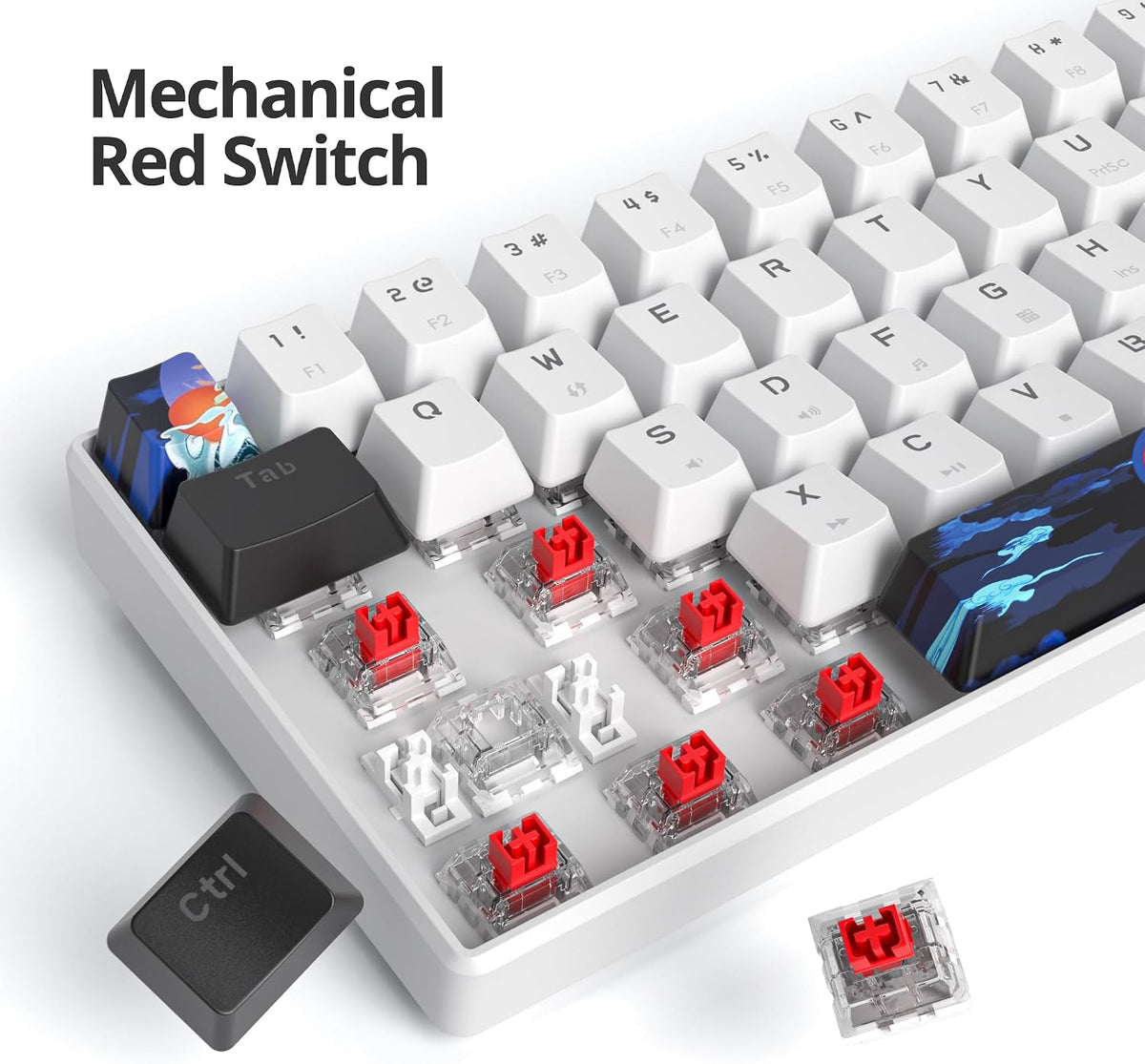 60 Percent Gaming Keyboard 61 Keys Mechanical Keyboard Ultra Compact Wird Keyboard LED Backlit with Red Switch for PC Laptop Gamer(61 White)