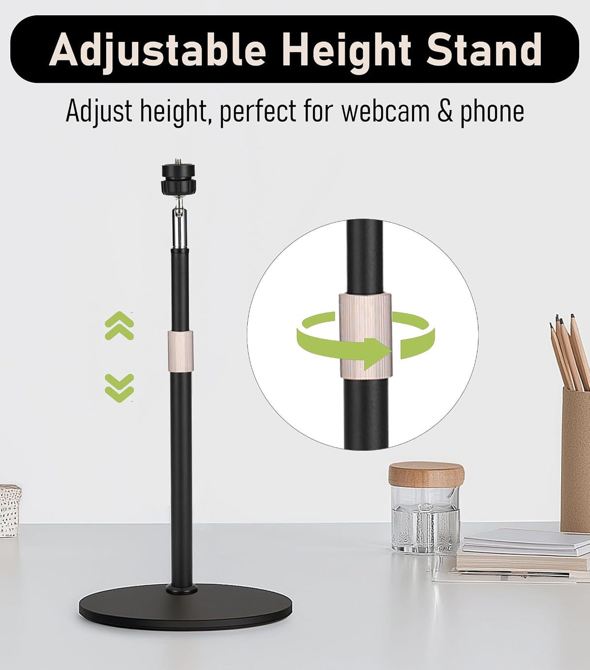 B15 All Metal Webcam Phone Desk Camera Stand 360° Swivel Holder for Webcam C960 C930e C930 C920 C920S C922x C922 Brio 4K C925e C615 and Other 1/4'' Thread Devices