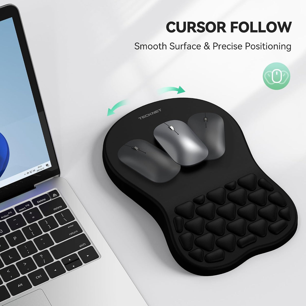 TECKNET Ergonomic Mouse Pad with Wrist Rest,Soft Comfortable Massage Design