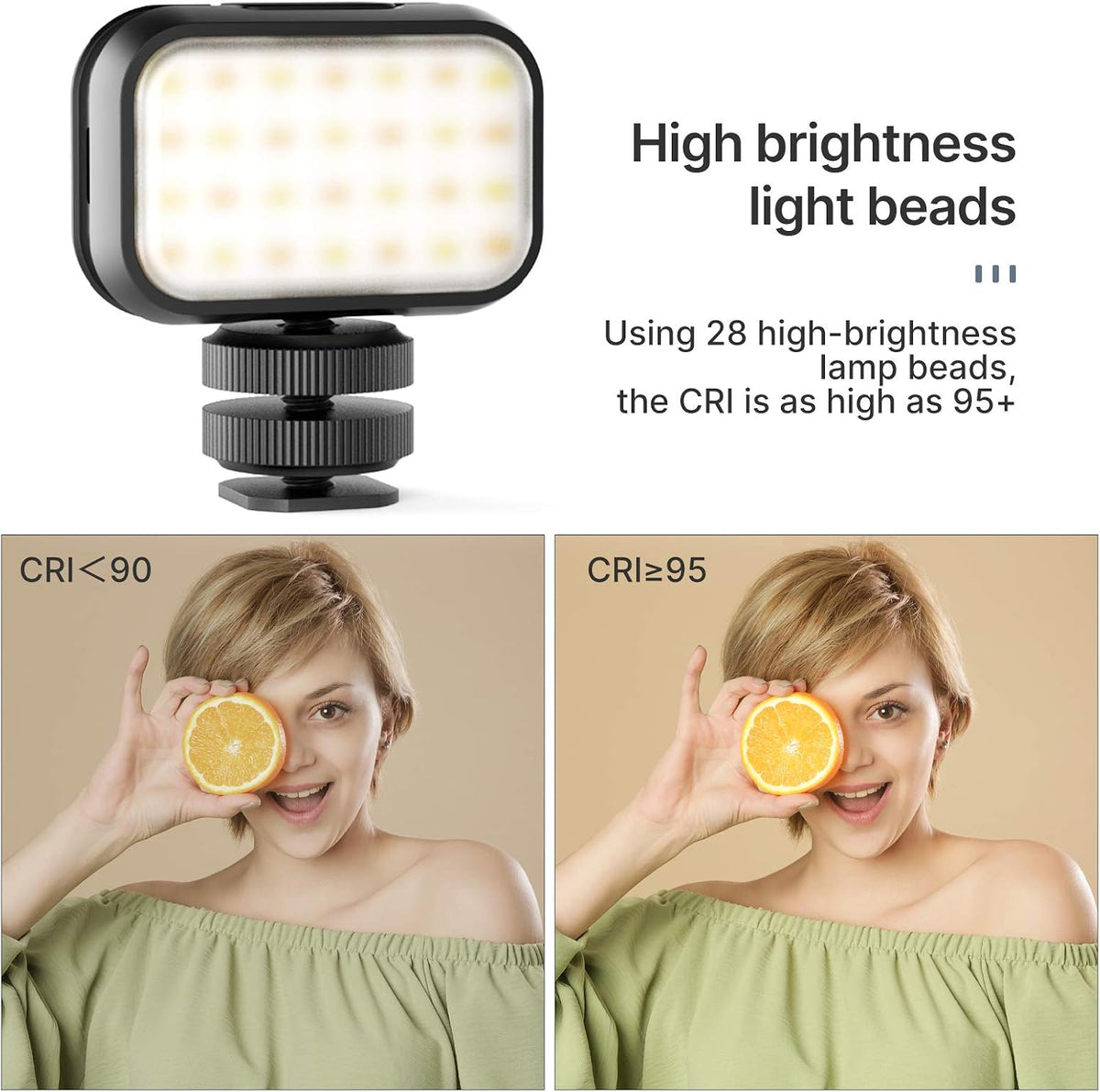 PICTRON VL28 LED Light for iPhone, Mini LED Camera Light Rechargeable 5600K