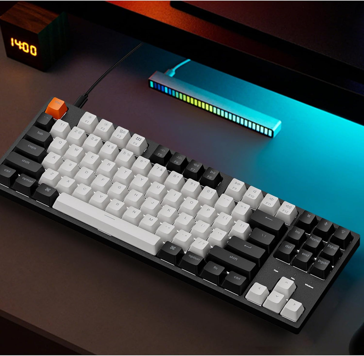 Keychron C1 TKL Mechanical Wired Gaming Keyboard – RGB Backlit Compact Keyboard with Linear Red Switches for Mac & Windows