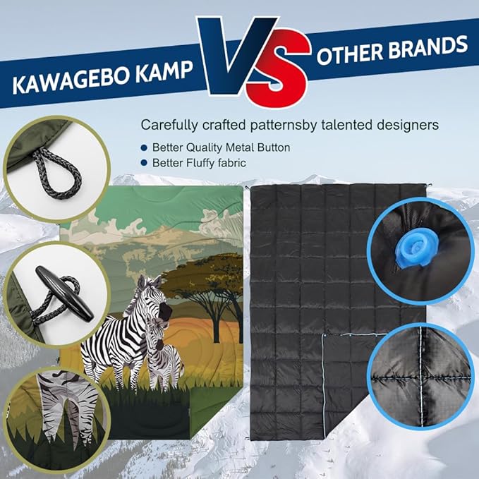 Outdoor Puffy Camping Blanket, Lightweight Windproof Warm Stadium Blanket, Packable Travel Camping Quilt for Cold Weather, Hiking, Backpacking, Sleeping, Hammock, Adventure 78"x 56"