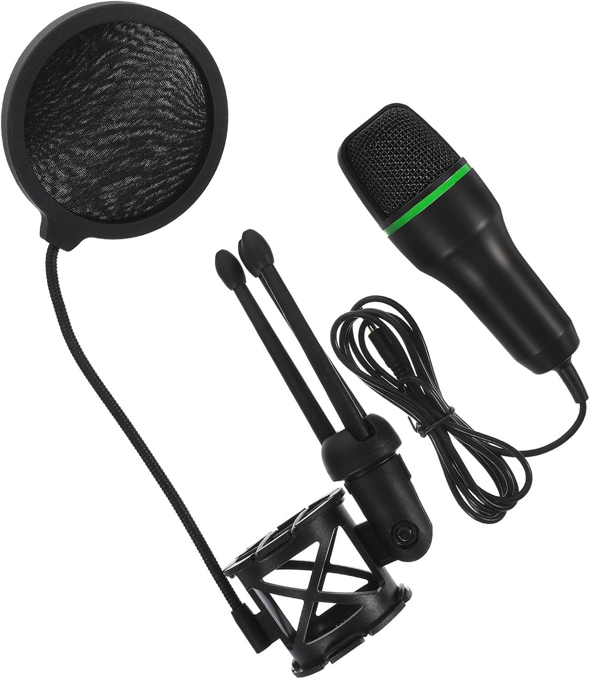 Computer Condenser Mic Gaming Microphone with Noise Reduction Voice USB Desktop Metal Plastic Kit with Bracket for Streaming Podcasting