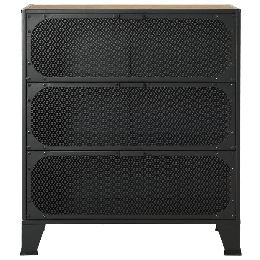 RJPLMFV Storage Cabinet Rustic Brown Metal and MDF Compact Cabinet