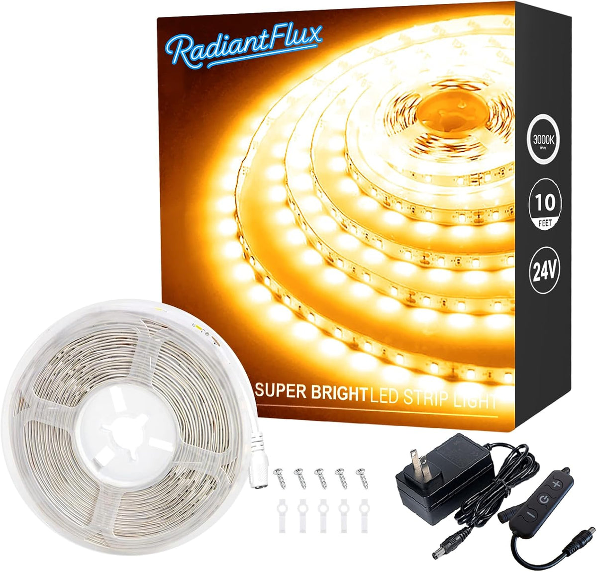 Small Led Strip Lights 10 ft Warm, Dimmable LED Lights Strip, 180 Leds, Super Bright LED Tape Rope Lights for Living Room, Bedroom, Kitchen, Vanity Mirror,Flexible Light Strips for Indoor Use
