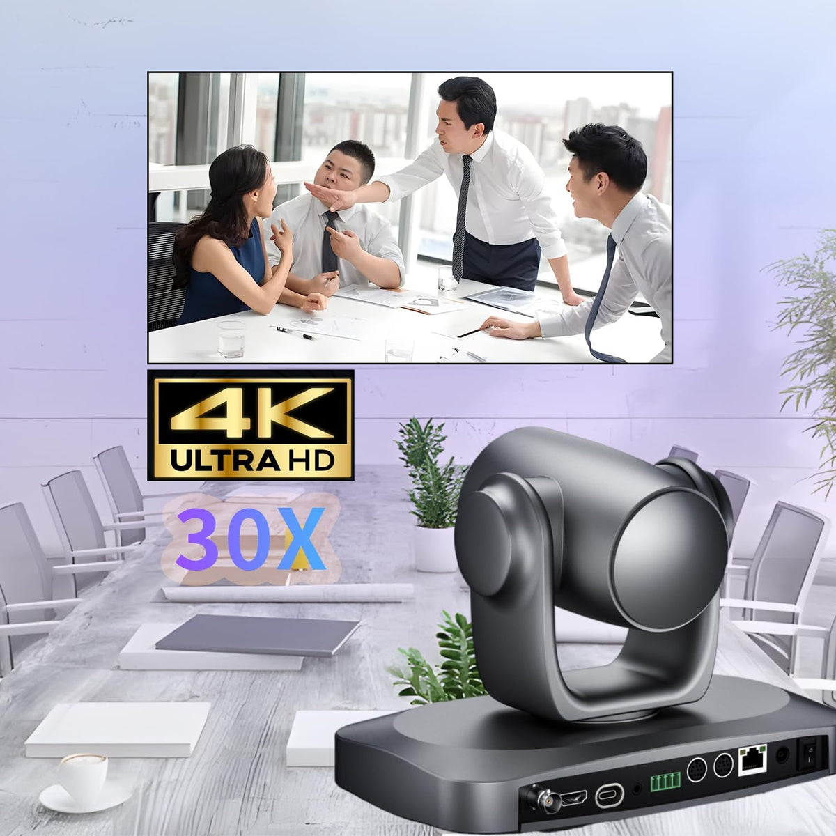 PTZ Camera 4K 30X Optical Zoom AI Auto Tracking - Professional Conference Camera with HDMI/3G-SDI/USB/POE IP Streaming for Church Worship, Education, YouTube Live, Facebook Streaming & Remote Meetings