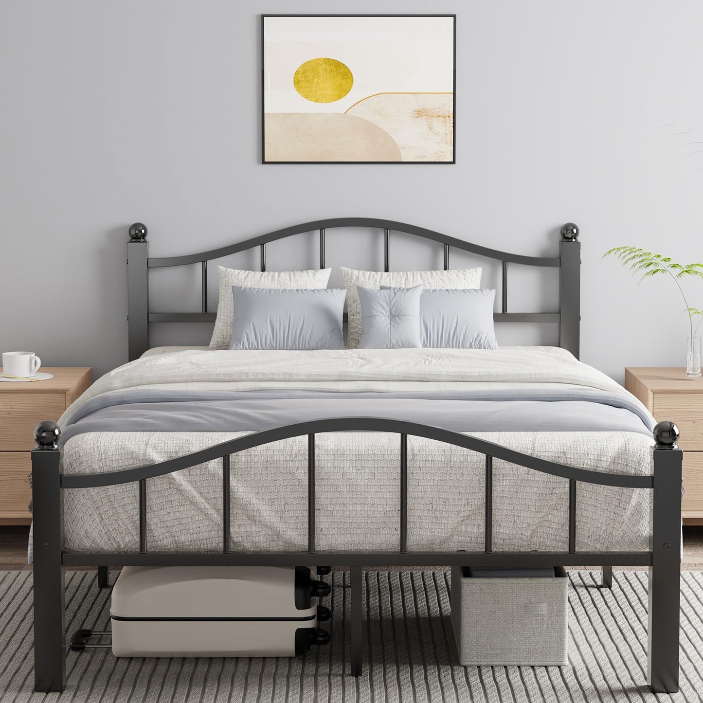 Blbeed Metal Full Size Bed Frame with Headboard, Noise-Free Design & Underbed Storage Heavy Duty Bed Frames No Box Spring Needed/Tool-Free Assembly